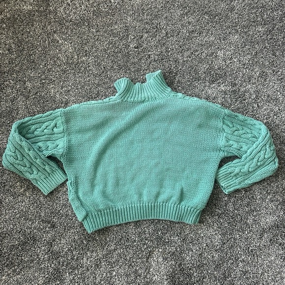 VTG Croquet Club Sweater Womens Medium Green Cable Knit Chunky Button 90s - Picture 9 of 16